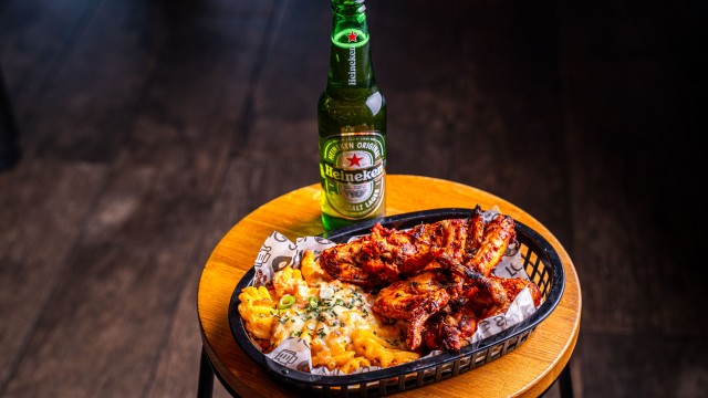 Food and a beer in Liverpool sports bar