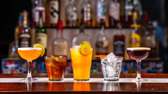 Line-up of cocktails