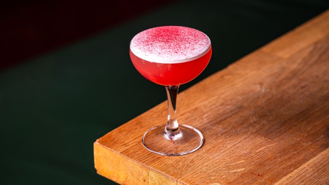 Red drink on a table