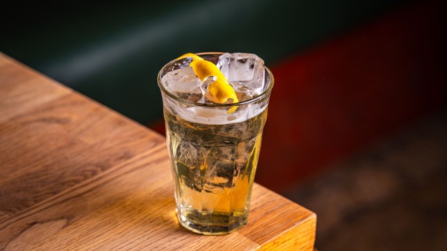 Drink on a table in sports bar