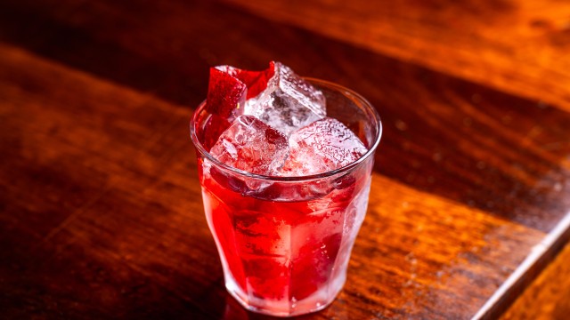 Pink drink in a glass