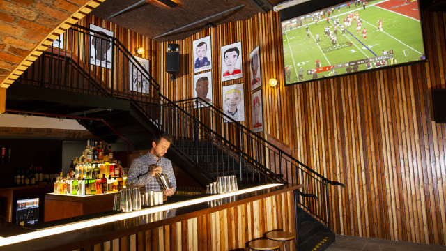 Bar showcasing projector