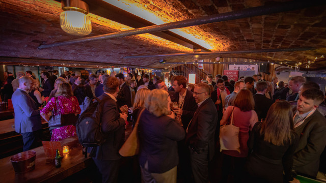 Chatting during a corporate event