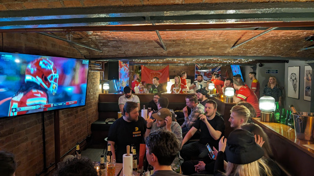Sports Bar showing Super Bowl LIX