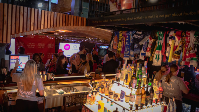 Busy bar at a corporate event